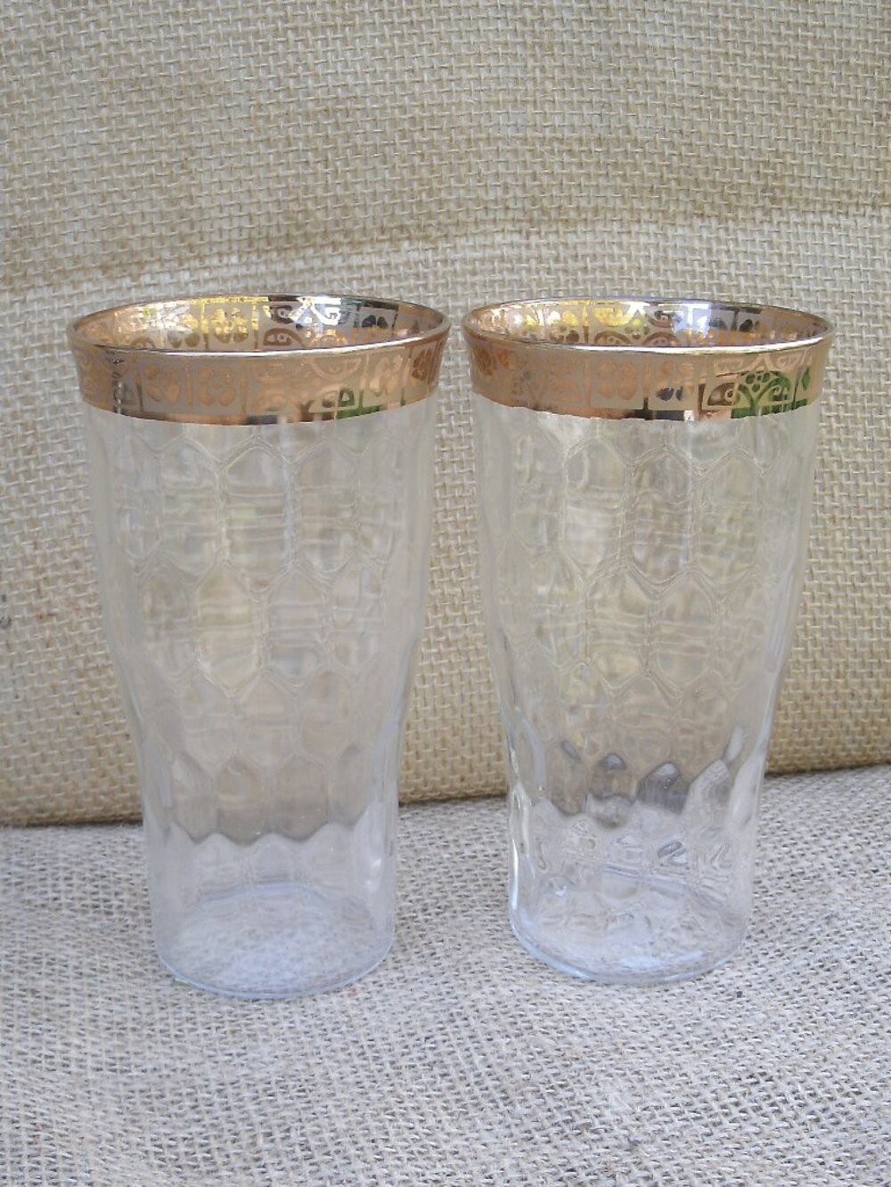 Vintage West Virginia Glass Optic 22K Gold Drink Glass Set of 3 - Picture 3 of 15